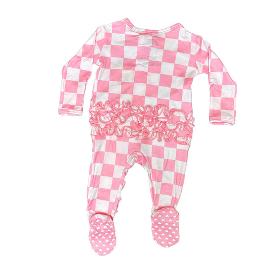 Pink Check Baby Ruffle Pajama - Double the Sprinkles