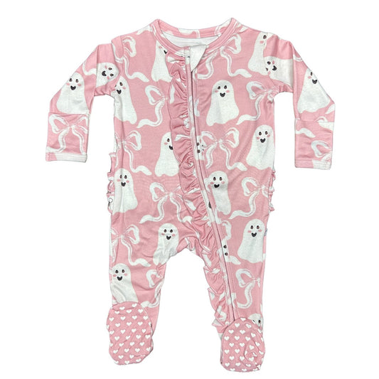 Pink Ghosts Ruffle Romper - Double the Sprinkles