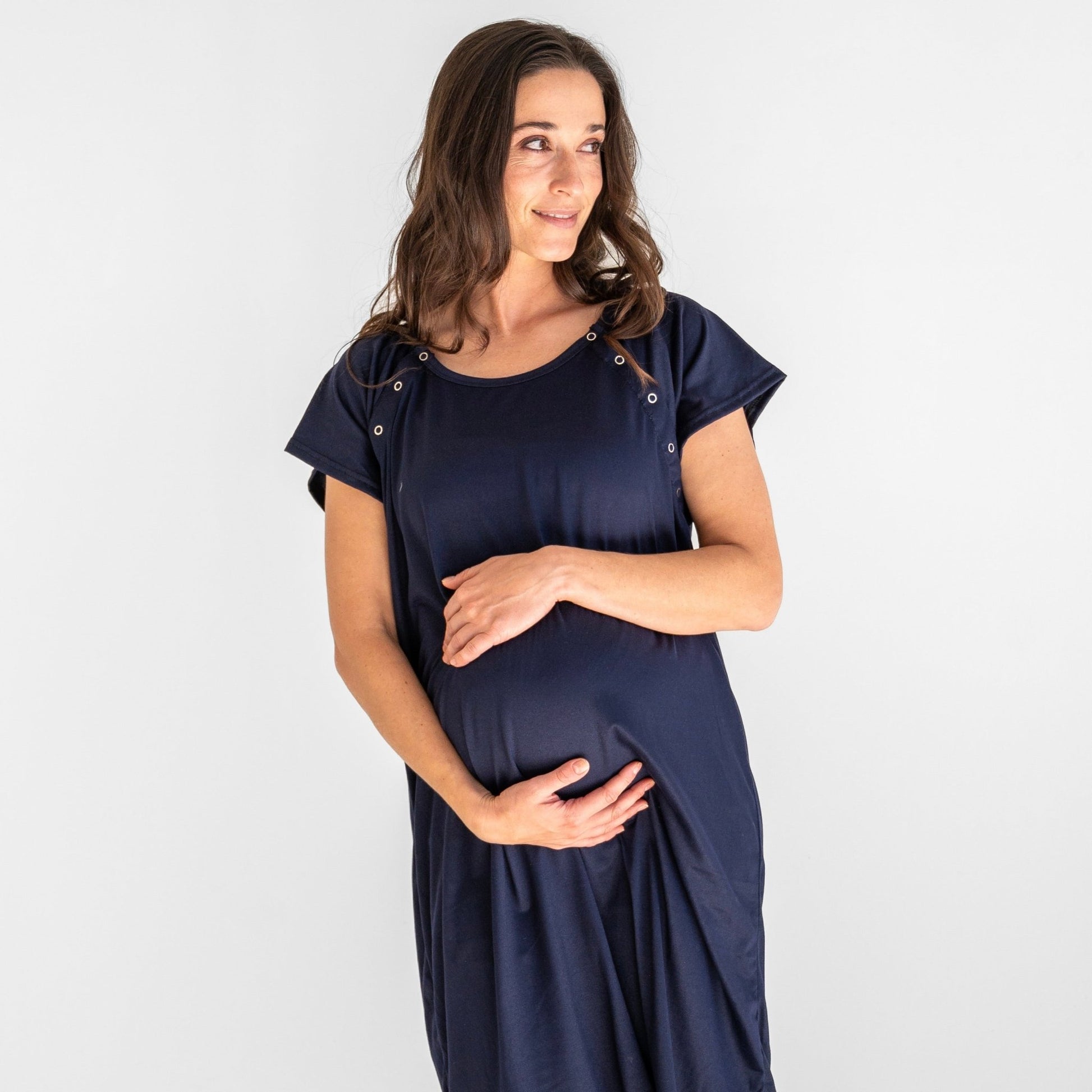 Solid Navy Labor Gown - Double the Sprinkles