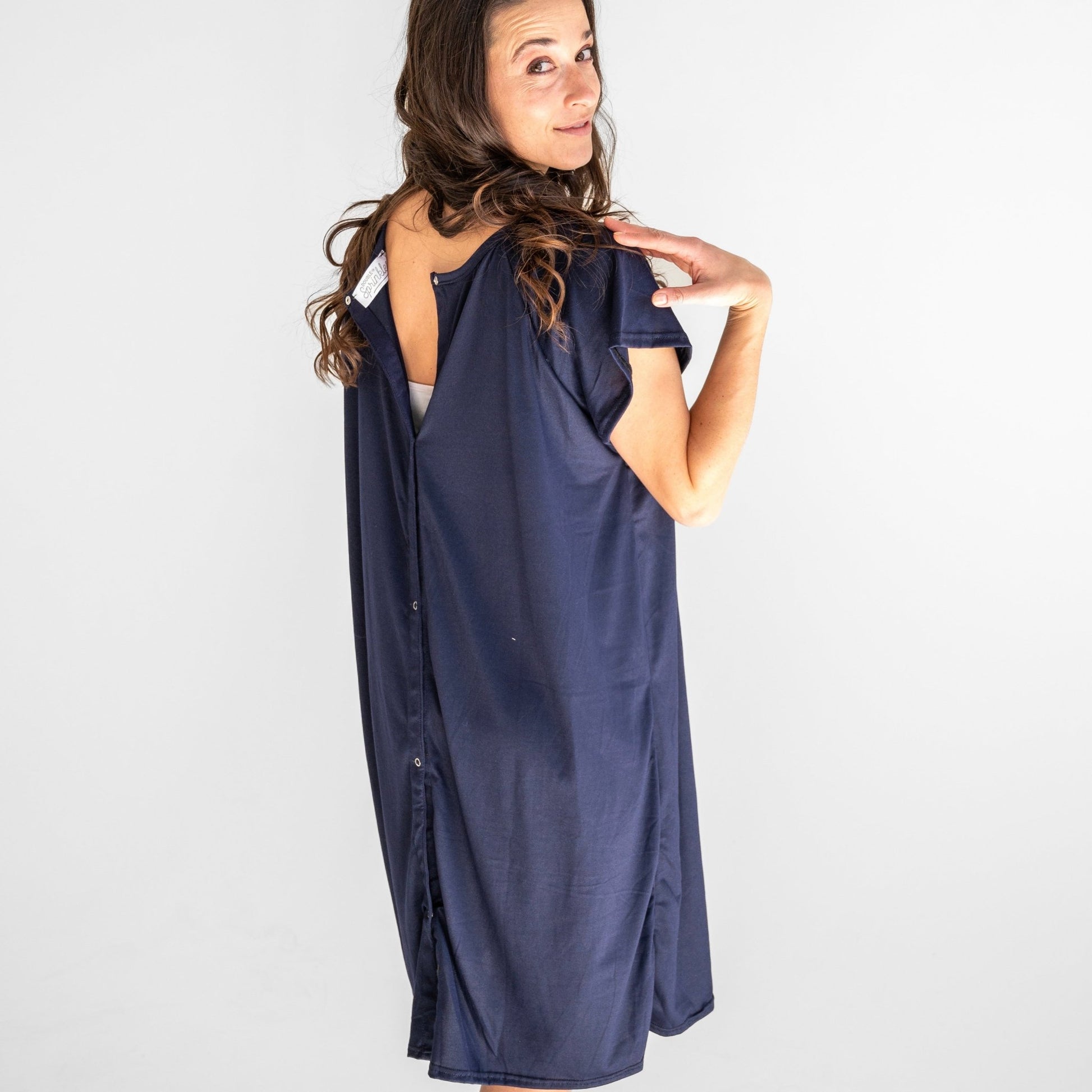 Solid Navy Labor Gown - Double the Sprinkles